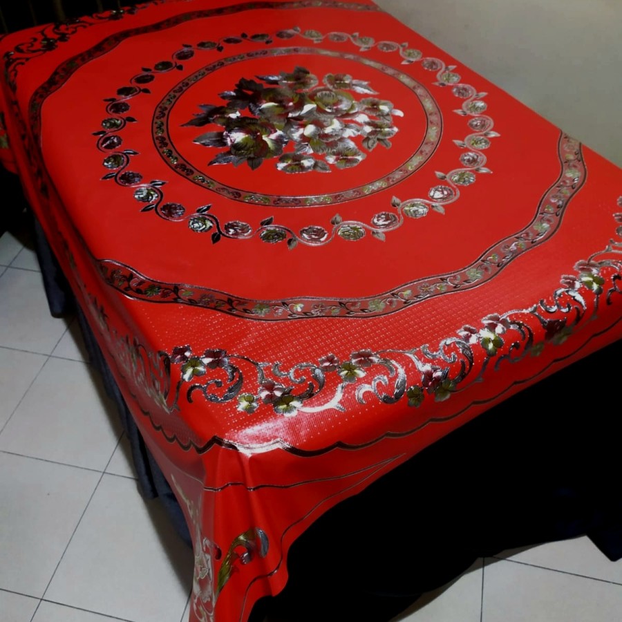 Taplak meja imlek merah motif 90x150 cm