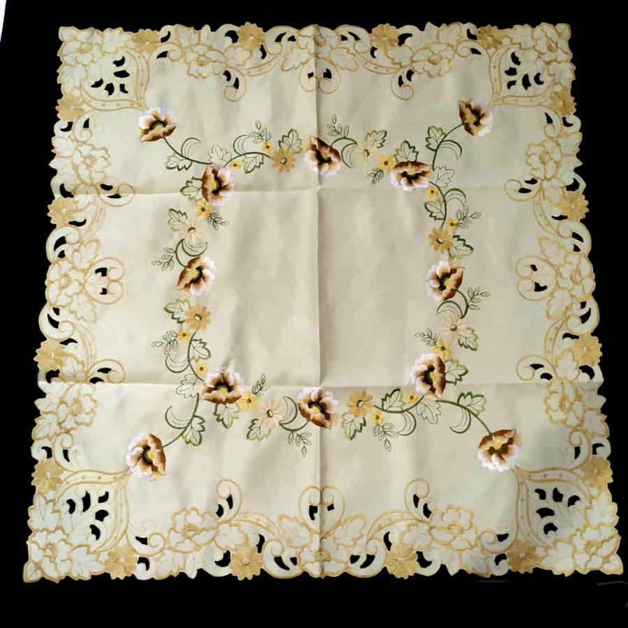 Taplak Meja Persegi Osin Petak Persegi Mewah Bordir 90x90 cm