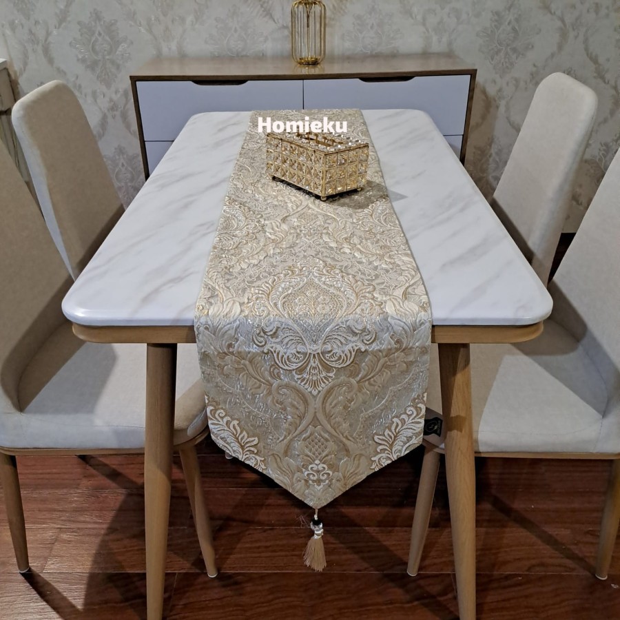 Table Runner Premium Aesthetic Panjang Mewah - Taplak Meja Tamu Panjang Mewah 150 210 250 300 cm
