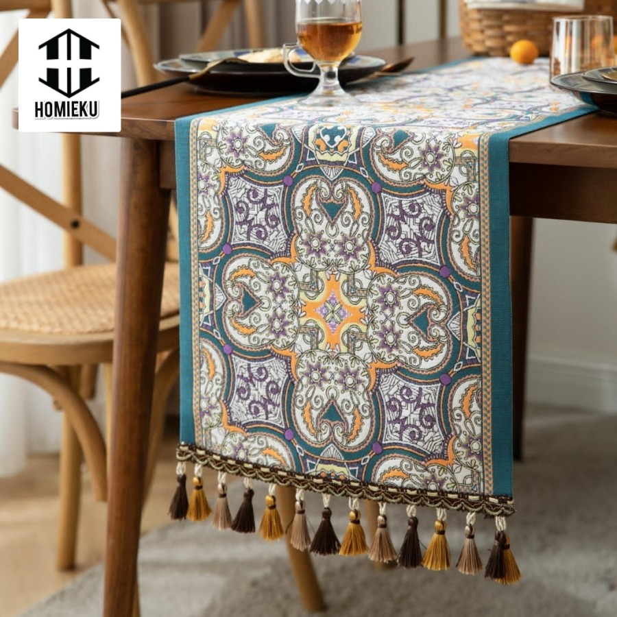 Table Runner Taplak Meja Tamu Makan Panjang Mewah 150 210 cm