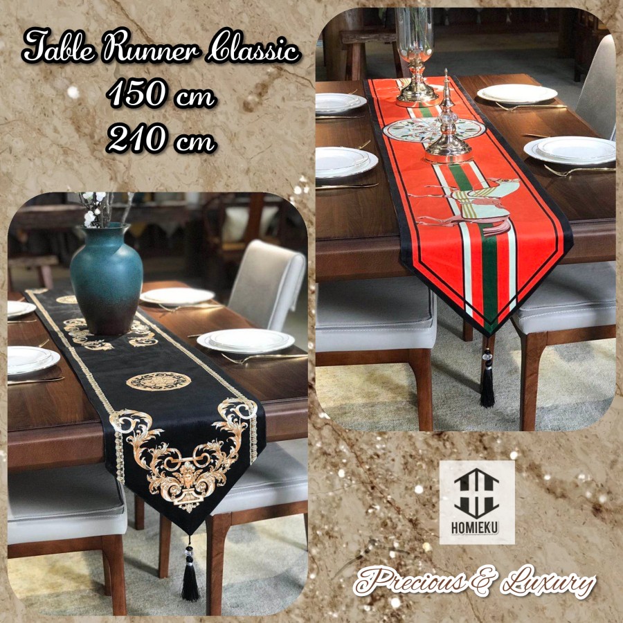 Table Runner Taplak Meja Tamu Makan Panjang Mewah 150 210 cm