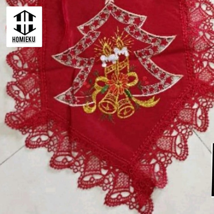 Taplak meja tamu natal christmas bulat bundar vas Natal segi bulat 
