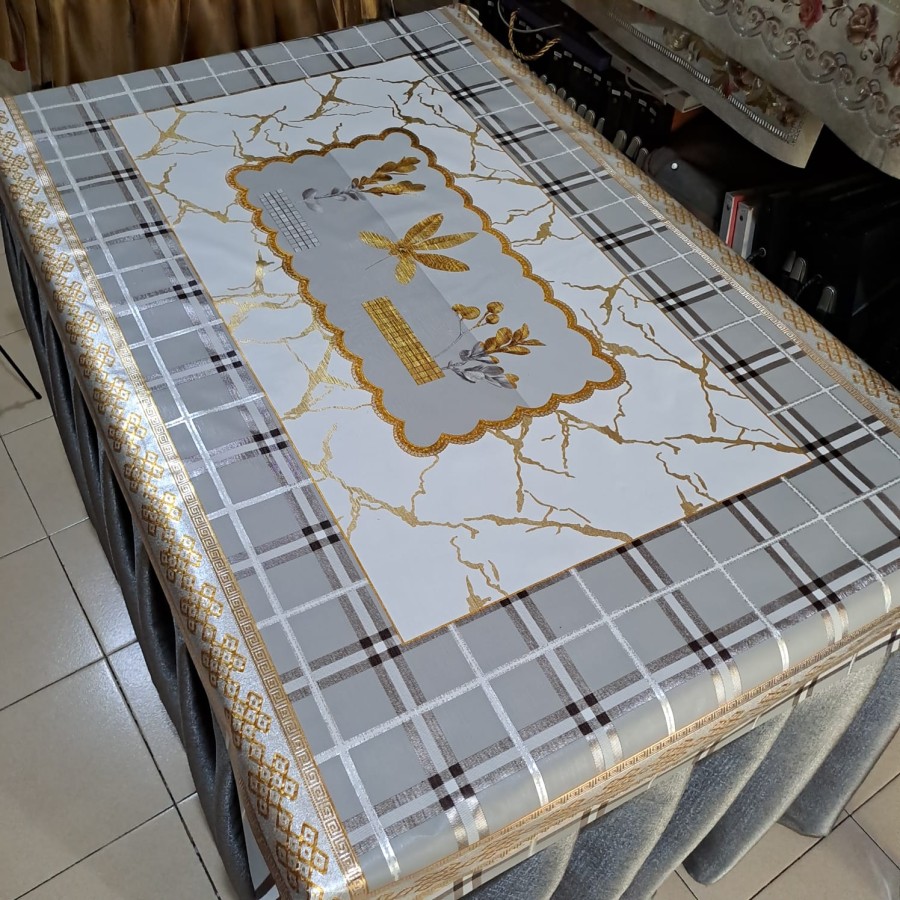 Taplak meja plastik antiair mewah besar makan mewah 90x150 cm 