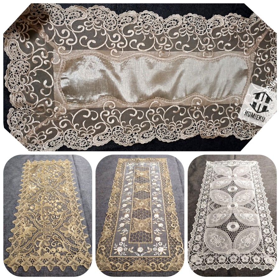 Taplak Meja Bordir/ Loper Bordir Import Mewah Ukuran 45×90 Cm
