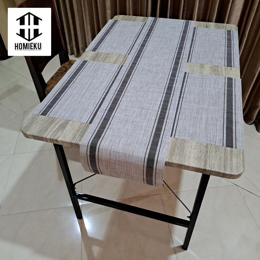 Table runner set linen polos krem vintage etnik - Plaid