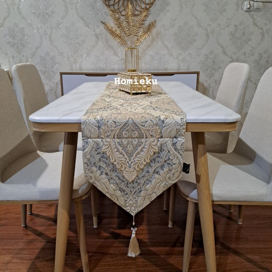Table Runner Premium Aesthetic Panjang Mewah - Taplak Meja Tamu Panjang Mewah 150 210 250 300 cm