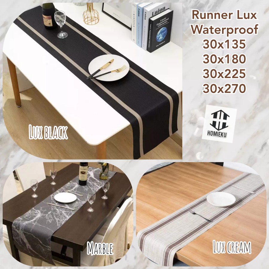 Table runner Polos Waterproof Minimalis anti air 180 225 270 