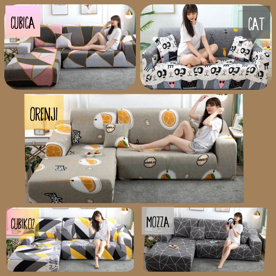 Cover Sofa Elastis 1 Seater Dudukan Minimalis - Sarung Sofa Elastis