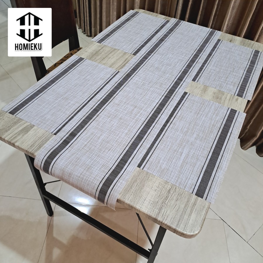 Table runner set linen polos krem vintage etnik - Plaid