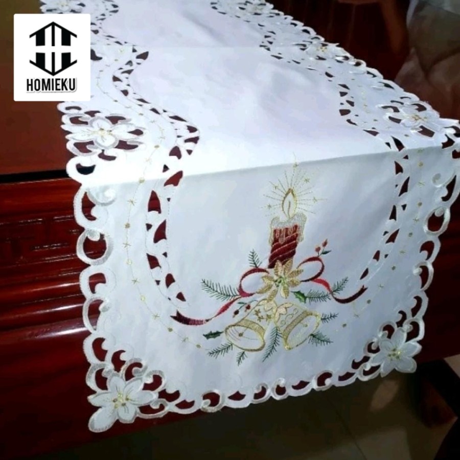 Taplak meja tamu natal christmas bulat bundar vas Natal segi bulat 