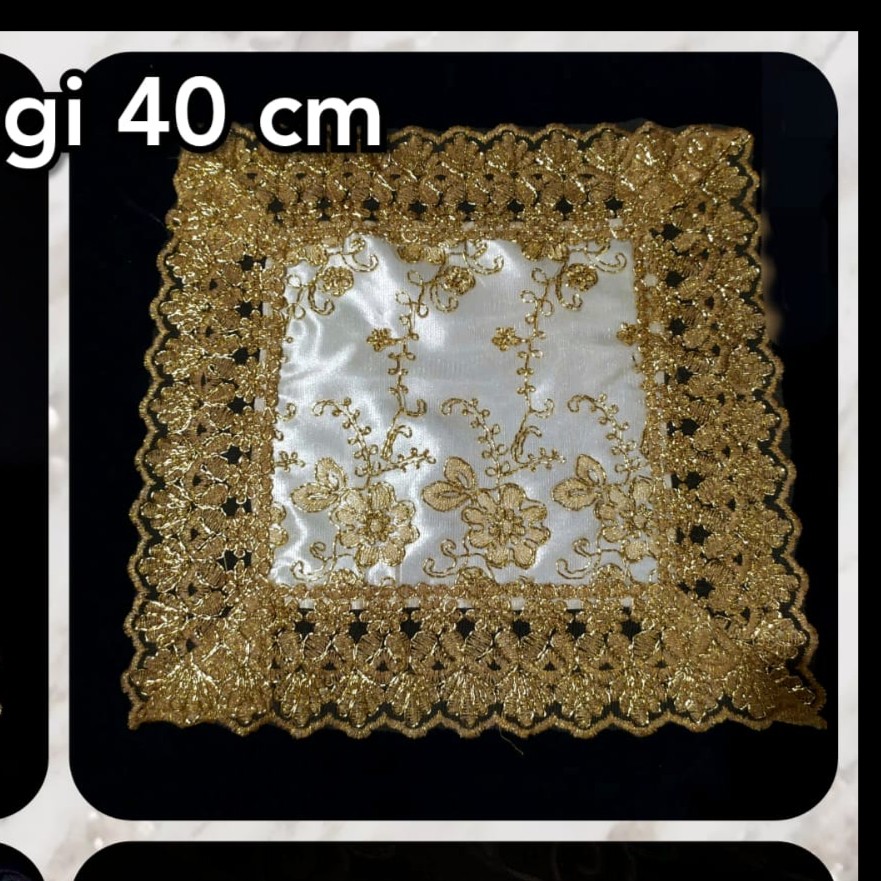 Taplak kecil segi mewah bordir impor sulam 30x30 cm