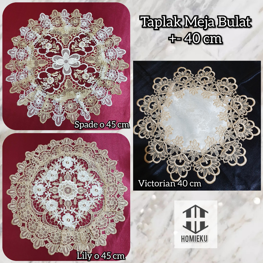Taplak Meja Bulat Kecil Mewah - Alas Tatakan piring vas 40 cm