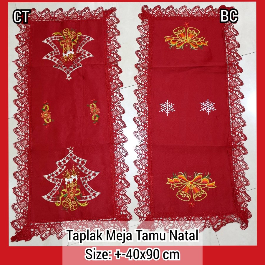 Taplak meja tamu natal christmas mewah pohon natal