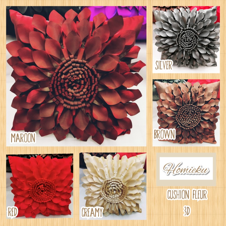 Sarung Bantal Kursi Cantik Unik Bunga Timbul