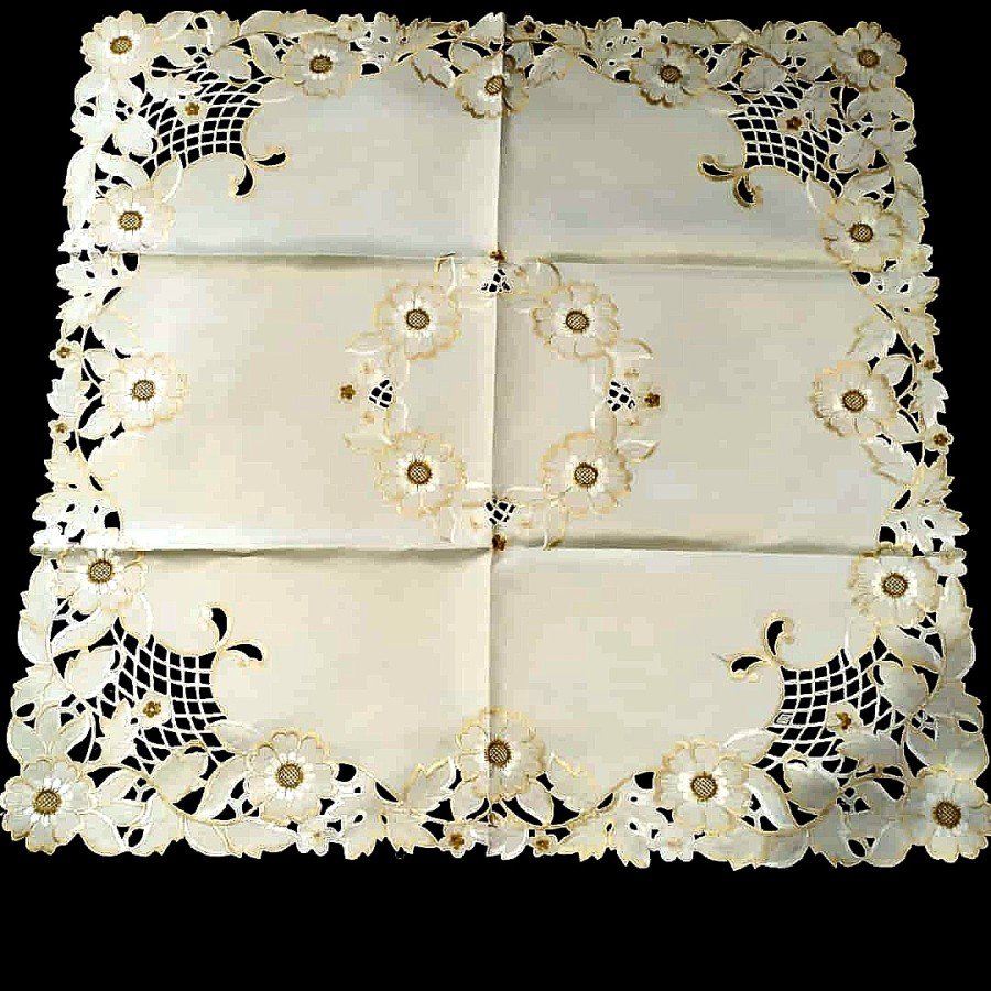 Taplak Meja Persegi Osin Petak Persegi Mewah Bordir 90x90 cm