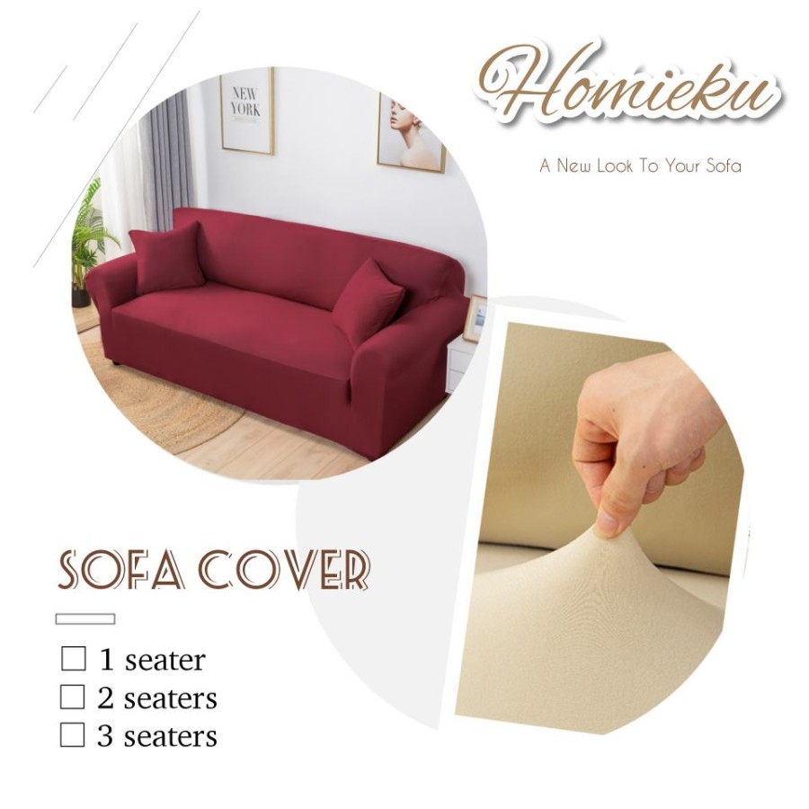 Sarung sofa polos cover elastis 1 seater 2 seater 3 seater 4 seater