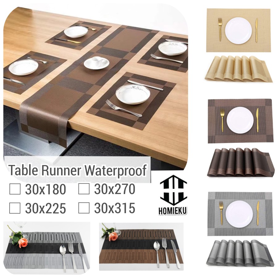 Table runner Placemat Waterproof Minimalis anti air 180 225 270 300