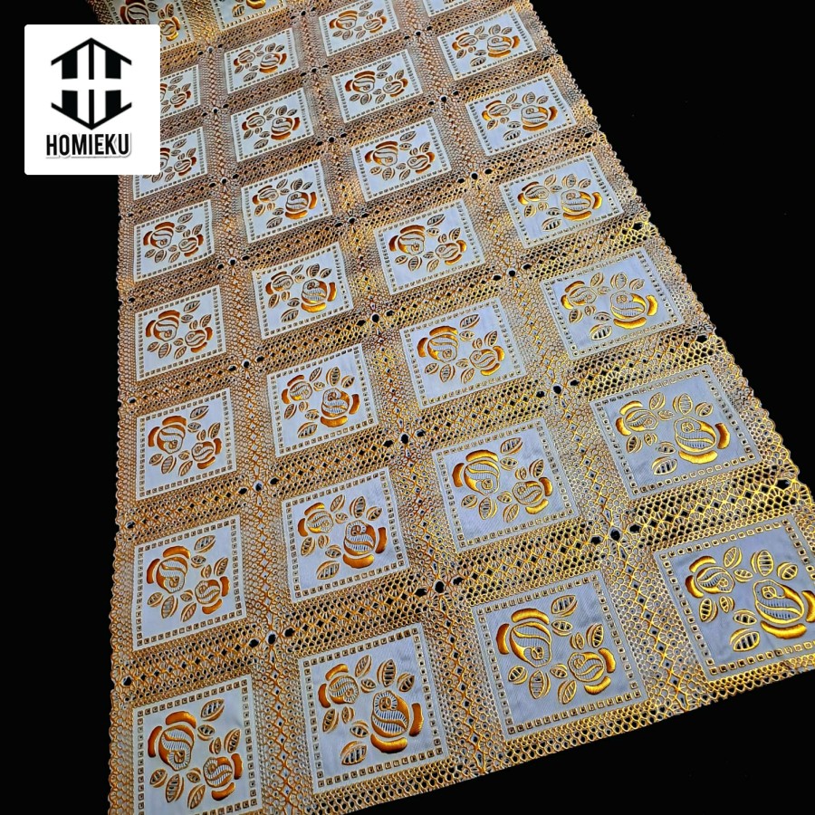 Taplak Meja Tamu Pvc Roll panjang Gold Pvc waterproof Mewah