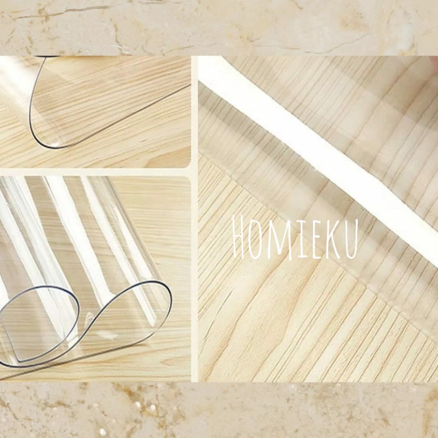 Costum Taplak Meja Mika Bening PVC Transparan 0,8 Mm 1,5 Mm Dan 2 Mm 120X240 CM