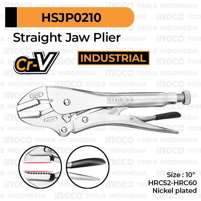 Straight Jaw Plier (10" Cr-V) INGCO HSJP0210 Tang Buaya Jepit Kaliper