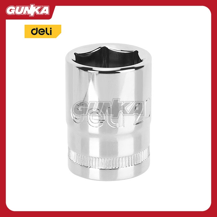 1/2" Hexagonal Socket (20mm) DELI EDQ4020 Kunci Sok Hex Mata Soket Shock Motor Mobil Inch Segi 6 Silver