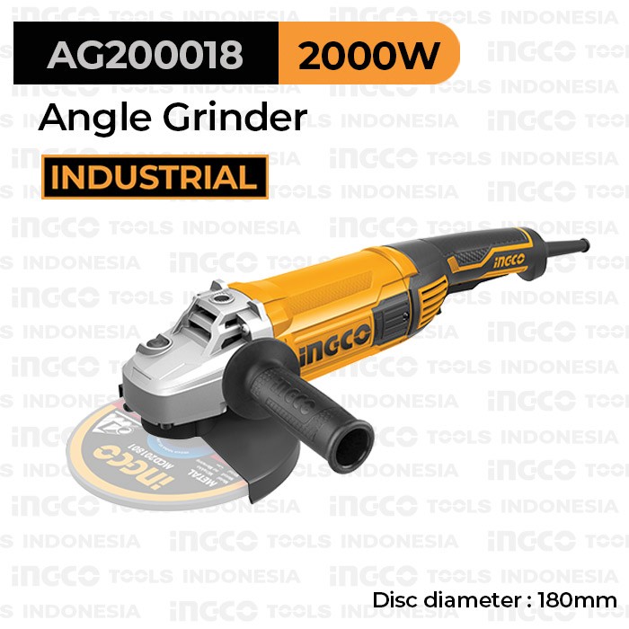 Angle Grinder (7"/180mm) INGCO AG200018 - Mesin Gerinda Tangan 7 Inch