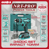 Cordless Impact Drill 20V +Acc Set (10 mm 2B1C) NRT-Pro 340+SetDC Mesin Bor Tembok Impak Beton Baterai Lithium Besi Kayu