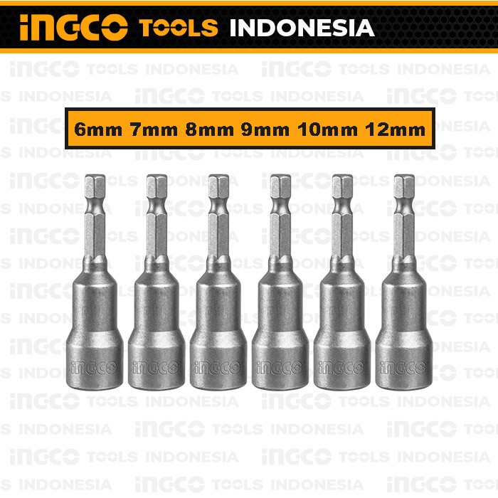 6Pcs Magnet Hex Nut (6-12mm) INGCO AMN65061 Kunci Mata Bor Sok Roofing