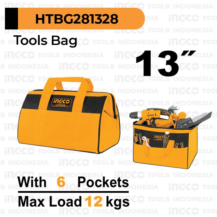 Tools Bag (13") INGCO HTBG281328 - Tas Perkakas Alat Tukang Mekanik