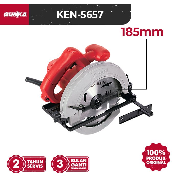 Heavy-Duty Circular Saw (7"/185mm 1150W) KEN-5657 Gergaji Kayu Serkel Sirkular Mata Bulat Kayu Papan Triplek Multiplek Durable Industrial High-Grade Milwaukee OEM