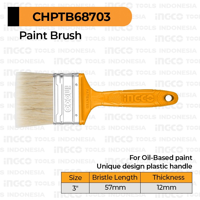 Paint Brush (3") INGCO CHPTB68703 Kuas Cat Minyak 57 mm Kayu Besi Inch
