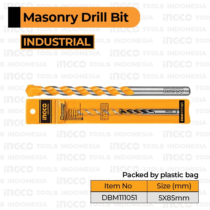 10Pcs Masonry Drill 5×85 mm INGCO - Mata Bor Tembok Beton 5mm 5x85mm