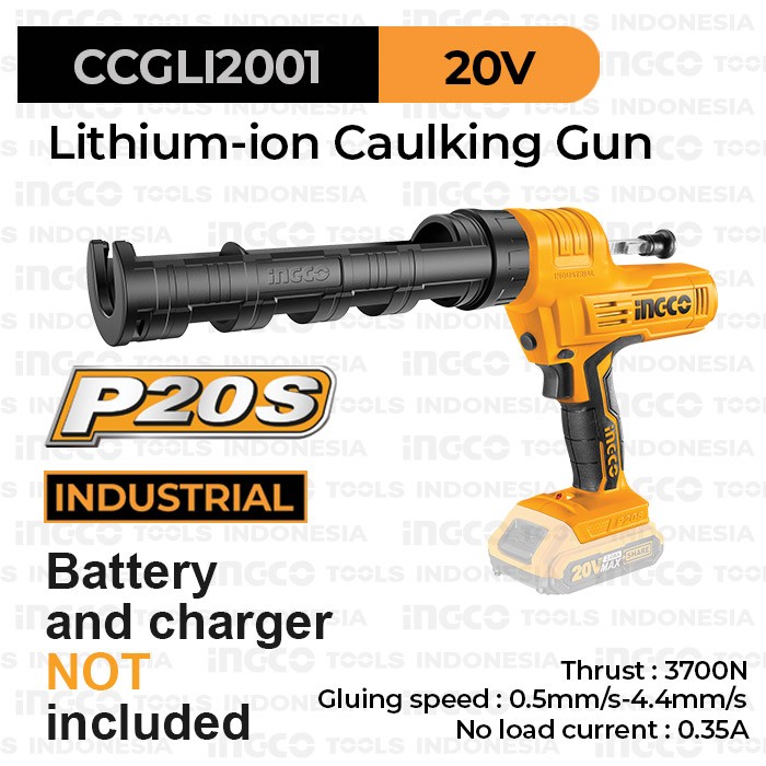 P20S Cordless Caulking Gun INGCO CCGLI2001 Tembakan Sealant Silicone