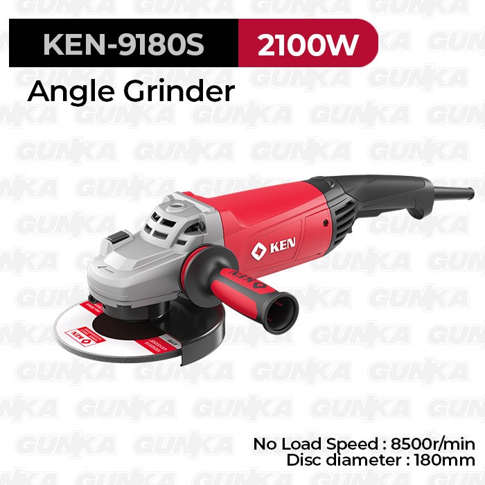 Heavy-Duty Angle Grinder (7"/180mm 2450W) KEN-9180S Mesin Gerinda Grinda Gurinda Grenda Grinder Listrik Saklar Switch Belakang Inch Industrial High-Grade Milwaukee OEM