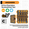 8-Pcs Cr-V Precision Screwdriver Set (13cm) INGCO HKSD0818 Obeng Presisi Set Plus Minus Bintang Magnet Anti Karat Reparasi HP Laptop Gadget