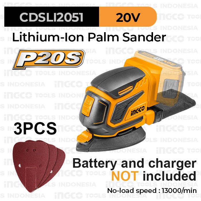 P20S Cordless Palm Sander (Velcro) INGCO CDSLI2051 Mesin Amplas Segi 3