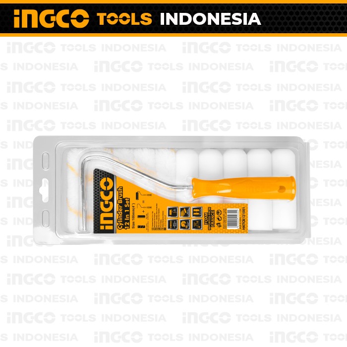 12-in-1 Roller Brush Set 4"/100 mm INGCO HKTCB121001 Bulu Roll Rol Cat