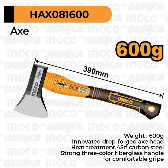 Axe (600g) HAX081600 Kapak Kampak Baja Gagang Fiber Karet Pemotong Potong Kayu