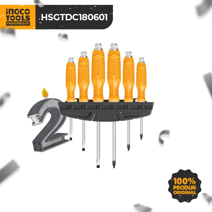 6-Pcs Go-Through Screwdriver Set INGCO HSGTDC180601 Obeng Ketok Tembus