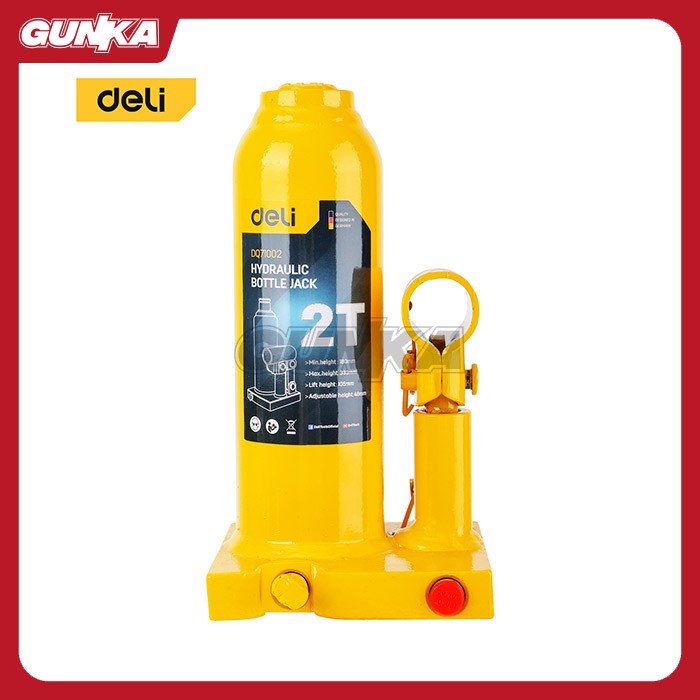 Hydraulic Bottle Jack (2Ton) DELI EDQ71002 Dongkrak Penyanggah Mobil Hidrolik Pompa Model Botol