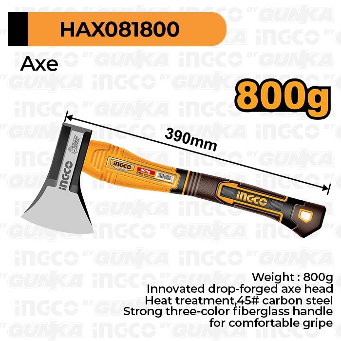 Axe (800g) HAX081800 Kapak Kampak Baja Gagang Fiber Karet Pemotong Potong Kayu
