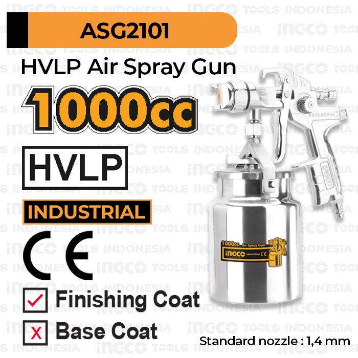 HVLP Air Spray Gun 1000 ml INGCO ASG2101 Cat Semprot PROFESIONAL Paint