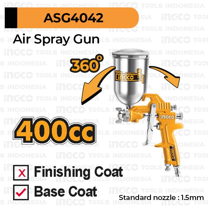 Air Spray Gun (360°) 400 ml INGCO ASG4042 Cat Semprot Tabung Putar cc