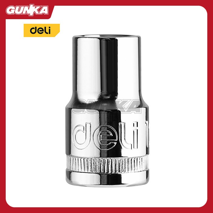 1/2" Hexagonal Socket (12mm) DELI EDQ4012 Kunci Sok Hex Mata Soket Shock Motor Mobil Inch Segi 6 Silver