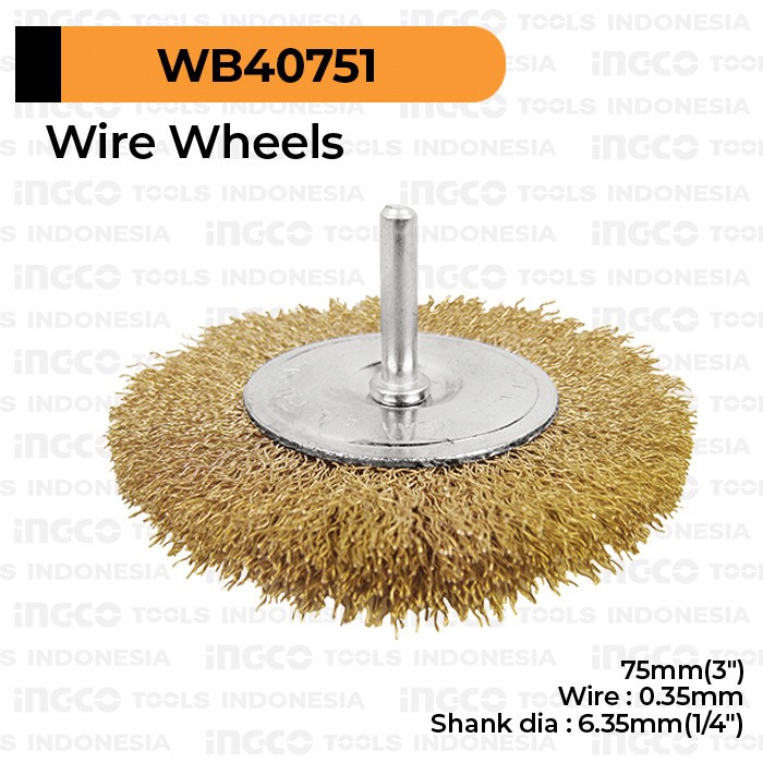Wire Circular Brush (Bor 3") Kuningan INGCO WB40751 Sikat Kawat Piring