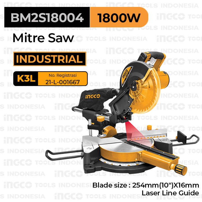 Mitre Saw (10") INGCO BM2S18004 Mesin Miter Mitresaw Gergaji Aluminium