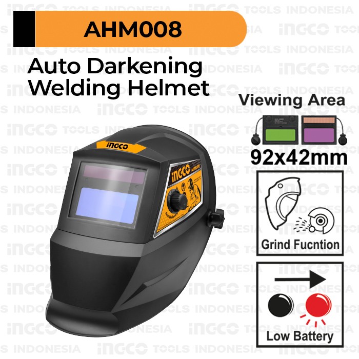 Auto-Dark Welding Mask INGCO AHM008 - Topeng Kedok Helm Las Otomatis