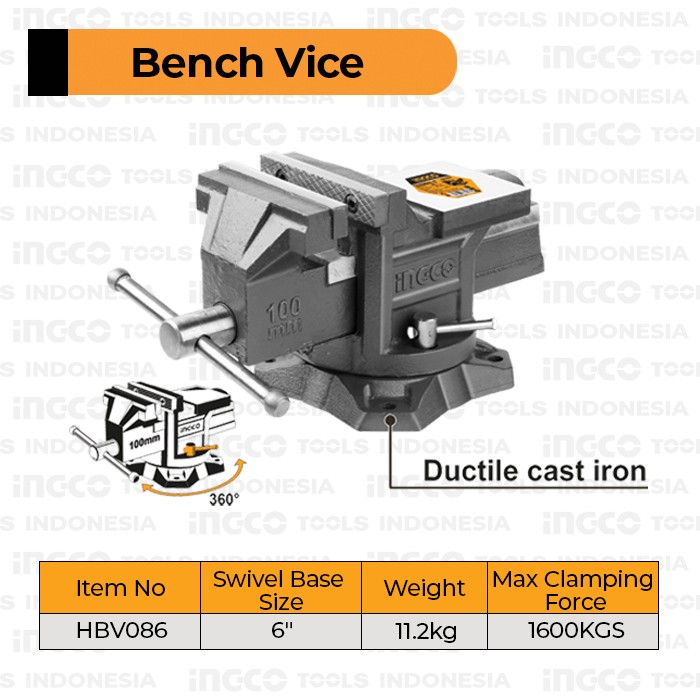 Bench Vice (6") INGCO HBV086 Catok Paron Ragum Tanggem Meja Putar Inch
