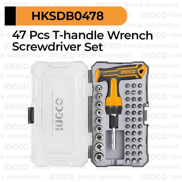 47-Pcs T-Handle Wrench Screwdriver Set INGCO HKSDB0478 Toolkit Sepeda