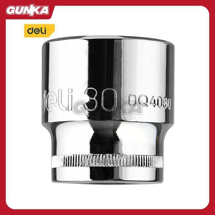 1/2" Hexagonal Socket (30mm) DELI EDQ4030 Kunci Sok Hex Mata Soket Shock Motor Mobil Inch Segi 6 Silver